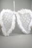 White Net Angel Wings with White and Silver Glitter and White Feather Trim. Approx Size 46cm x 36cm - view 1
